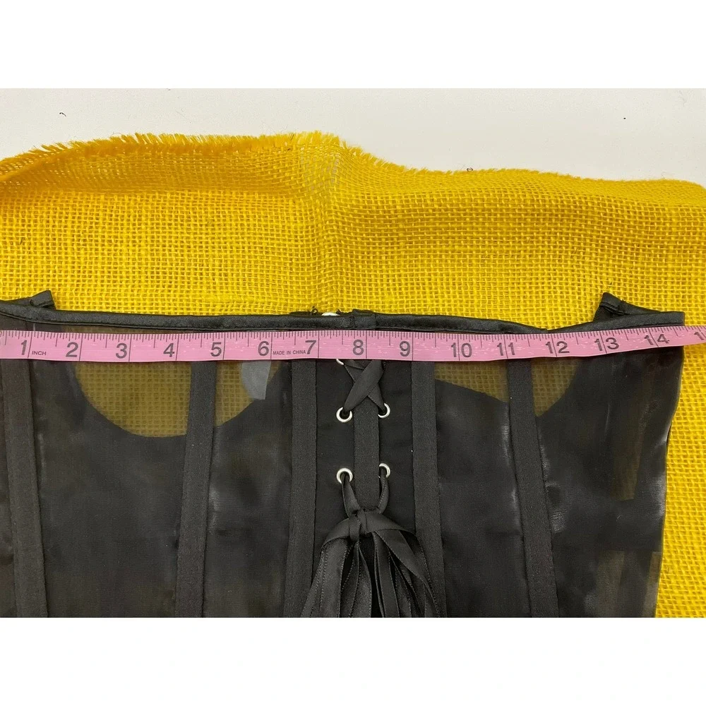 Unbranded Corset Belt Women XL Black Sheer Mesh Lace Up Boned Cincher Goth
